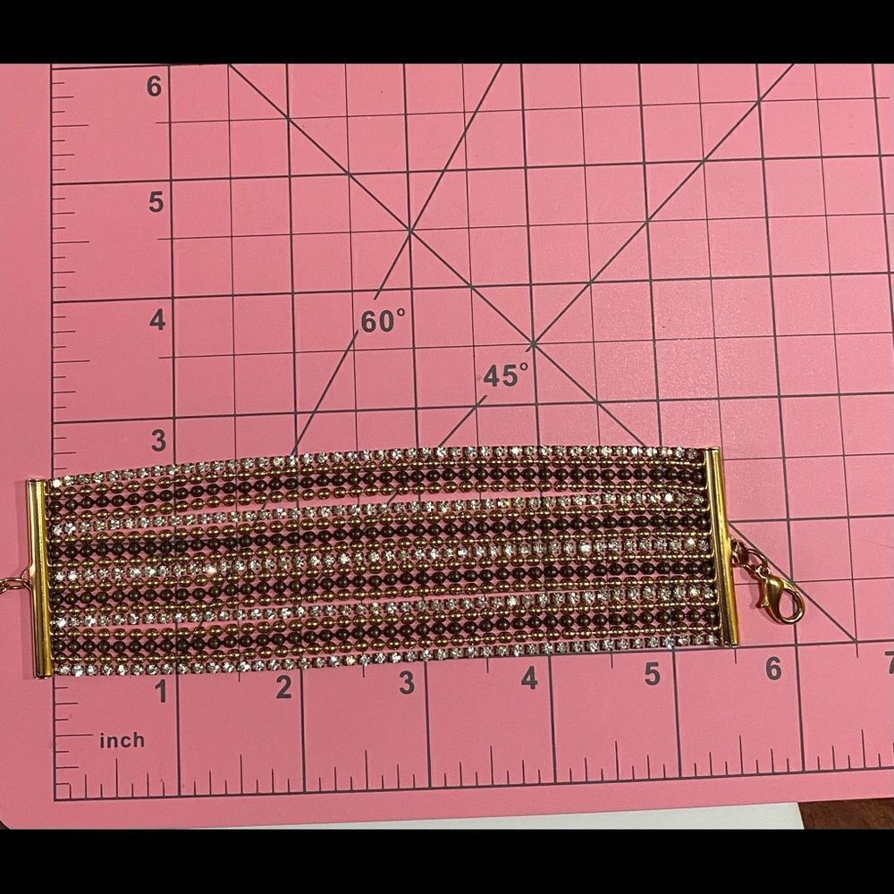 Multi strand rhinestone bracelet - Picture 3 of 4